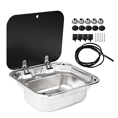 Image of 14.5x16.5in 304 Stainless Steel RV Motor Home Sink - Flush Mounted Hand Wash Basin With 40mm /1.57in Drain for RVs, Yachts, Boats, Kitchen