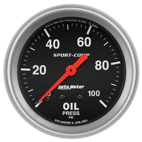 Auto Meter 3421 Sport-Comp Mechanical Oil Pressure Gauge Regular, 2-5/8" (66.7mm)
