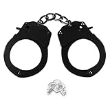 Toy Handcuffs with Keys, Stage Dress Up Pretend Play Accessory for Kids(Black)