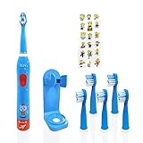 OJV 8630 Kids Sonic Electric Toothbrushes for Children Kids, 6 Modes 2-Min Timer, 6 Brush Heads, USB Rechargeable Power Smart Toothbrush for Girls Oral-Care Age 3-16 with Wall Mounted Holder (Blue)