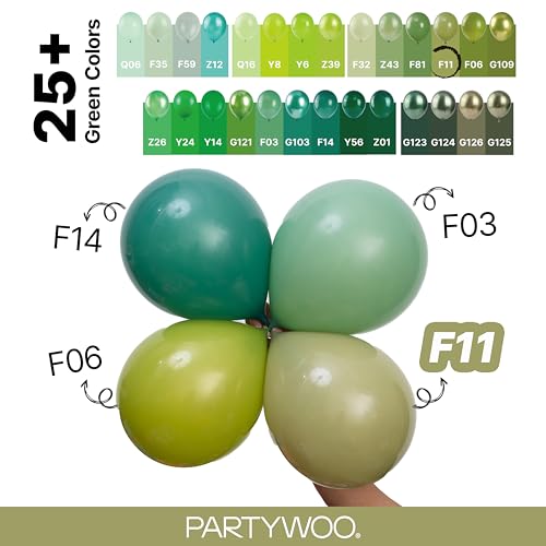Image of PartyWoo Sage Green Balloons 100pcs Different Sizes of 18 12 10 5 Inch Olive Boho Green Latex Balloon Arch Kit for Wedding Birthday Dinosaur Jungle Golf Football Theme Party Decorations Green-F11