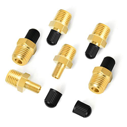 GASHER 2PCS 1/4" NPT Tank Valve Anti-Corrosion Brass Schrader Valve with 1/4" Male NPT,Using with Air Compressor Tanks