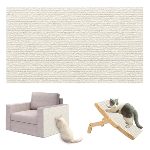 Uixxducc Selbstklebend Kratzmatte Katze, DIY Geschnitten Katze Kratzteppich für Sofa Wand Möbelschutz Kratzschutz Climbing Cat Scratcher Mat Tape Kratzpads (30x100cm,Weiß)