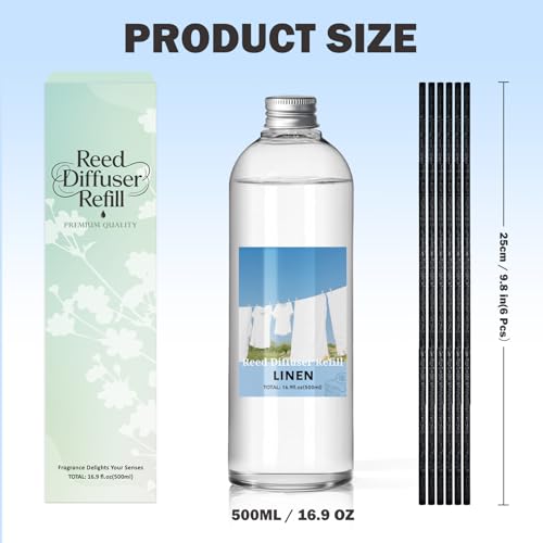 Image of SCENTORINI Reed Diffuser Oil Refill, 16.9oz Linen Scented Essential Oil