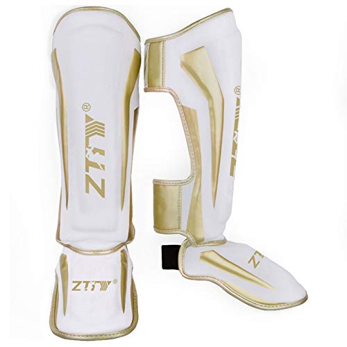 ZXHH Espinilleras Kick Boxing para Artes Marciales Entrenamiento Cuero Muay Thai Elite Espinilleras Almohadillas piernas Equipo de Protección para Boxeo,BJJ,MMA,Sparring,Kárate (S,M,L)