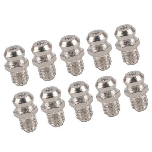Metal Grease Lubrication Fittings, 10 Pieces, High Hardness Steel Fittings for Automotive and Industrial Applications (M6 straight)