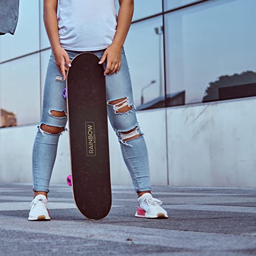 Rainbow High 31 Inch Skateboard, 9-Ply Maple Desk Skate Board For Cruising, Carving, Tricks And Downhill #TOP4