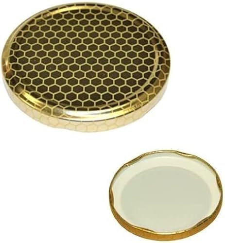 Immagine prodotto: Opiros Promo Capsule Alveolate Per Barattoli Miele Conserve Coperchi Dorati Con Disegno Alveare Per Vasetti Vetro (Diametro mm.82 Pezzi 20)