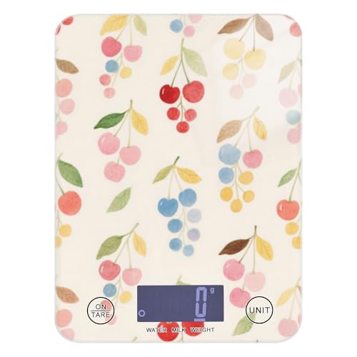 Bilancia da cucina per alimenti con ciliegie ad acquerello, 5 kg/5 g, facile da pulire, bilancia per cucina con 4 unità per cottura espresso dieta pesa para alimentos