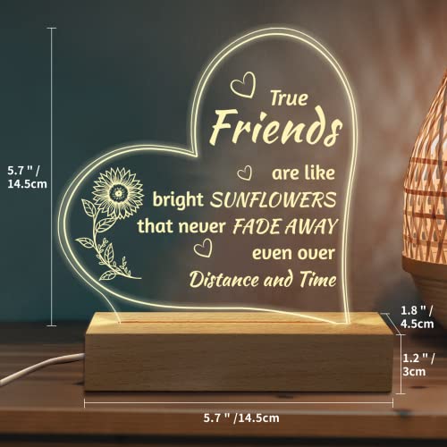 Hiipeenow Friend Gifts For Women, To My Friend Acrylic Engraved Night Light 15 * 19Cm Presents, Long Distance Birthday Christmas Best Friendship Gifts For Friend Bff #TOP2