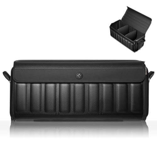 Spigen Trunk Organizer - Collapsible Heavy Duty Foldable with Lid for Tesla Model Y Juniper L Model 3/Y/S/X/Cybertruck Sedan and all Cars and SUVs - Black