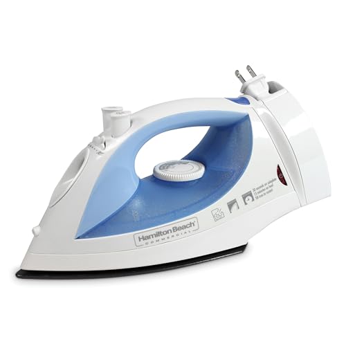 Hamilton Beach Commercial Lightweight Clothes Steam Iron, Nonstick, Compact, Mist Spray, HIR400R