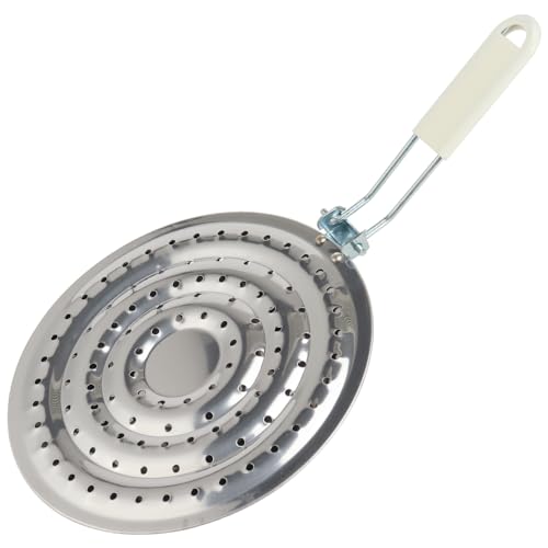 NuoDunco Diffuseur De Chaleur De Plaque De Cuisson, Accessoire pour Gazinière, Argenté, Acier Inoxydable, 21CM