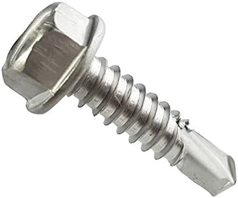 #10 x 1/2" Hex Washer Head Self Drilling Sheet Metal Tek Screws Qty 100, 410 Stainless Steel, Self Driller Number 10 Size x 1/2" Length by Fastenere