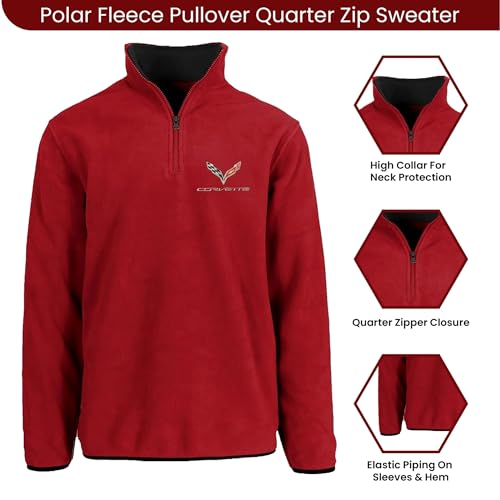 JH Design Men’s Chevy Corvette C7 Quarter Zip Fleece Sweatshirt 3 Colors2