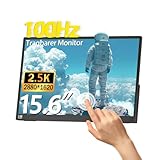 Kyyivwine 15,6 Zoll 2,5K Touchscreen Monitor,FHD 2880x1620 IPS 100Hz 16:9,10-Punkt-Touch Portable Monitor with 100%sRGB,Ultradünn Erweiterter Tragbarer Monitor für Laptops/PCs/Smartphone/Macs/Xbox/PS5