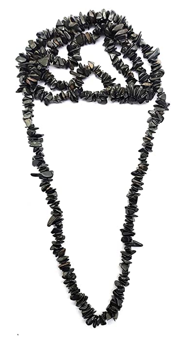 eshoppee 28" Black Obsidian Natural Stone Chips mala Necklace, Cabochon Gemstone Gems Beads String Strand mala Necklace for Girls & Woman (Black Obsidian) (B0BTSRNNBD) Amazon Price History, Amazon Price Tracker