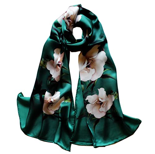 SUNMISILK 100% Mulberry Silk Scarfs for Women Floral Print Satin