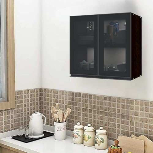Image of SPECIALITY PANELS Multipurpose Cabinet with Modern Elegance Tinted Glass Wall Cabinet, Space Organizer for Office /Kitchen in (Flowery Wange, 2 Glass Shutter)