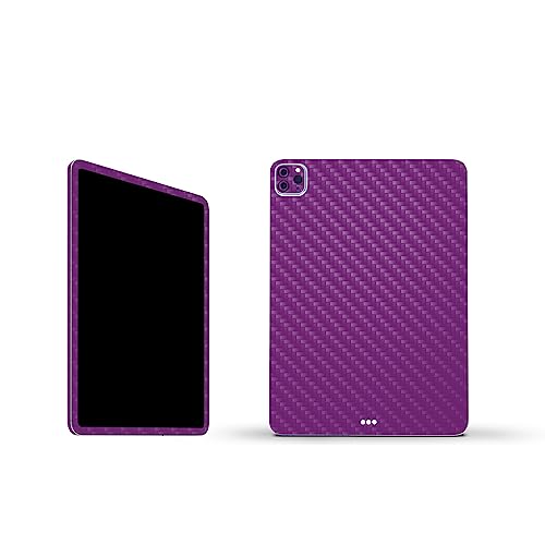 Image of MightySkins Carbon Fiber Skin Compatible with Apple iPad Pro 11 inch M2 4th Gen (2022) Full Wrap Kit - Solid Purple | Protective, Durable Textured Carbon Fiber Finish | Easy to Apply | Made in The USA