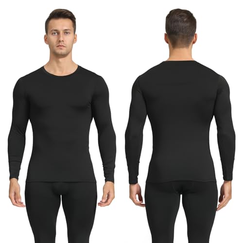 HYCOPROT Kompressionsshirt Herren Langarm Funktionsshirt Baselayer Schnelltrocknendes T-Shirt Atmungsaktiv Sportshirt für Workout Fitnessstudio Laufen