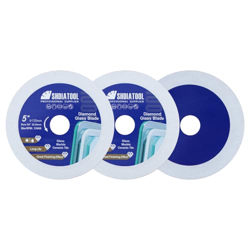 SHDIATOOL Disco de corte de diamante para vidrio 125mm Hoja de sierra, ultra-delgado de corte de la rueda para el azulejo de cerámica Porcelaim Mármol 125mm (3 del paquete)