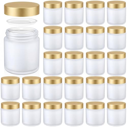 Image of Norme 48 Pcs 4 oz Glass Jars with Lids Cosmetic Jars, Frosted Clear, Gold
