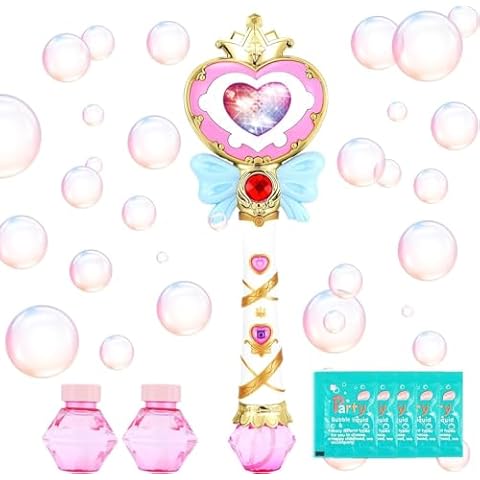Princess Bubble Machine Wand for Kids Toddler Age 1 2 3 4 5 6 7 8 Years Old Birthday Gift Baby Outdoor Pink Bubble Maker Outside Toy Blower Game Little Girl Boy Cover