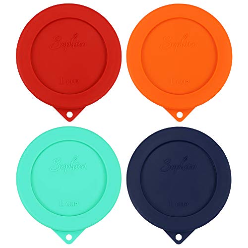 SOPHICO 4-Pack Round Silicone Storage Lids for Anchor Hocking & Pyrex Glass Bowls