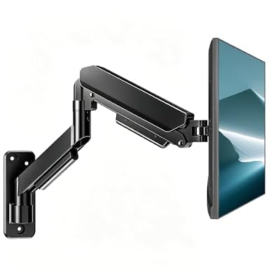 Single Monitor Wall Mount for 17 to 32 Inch Computer Screens, Height Adjustable 360 Degree Roation Tilt Monitor Arm Holds Up to 22lbs, Full Motion Wall Bracket, VESA Mount 75x75, 100x100, Black
