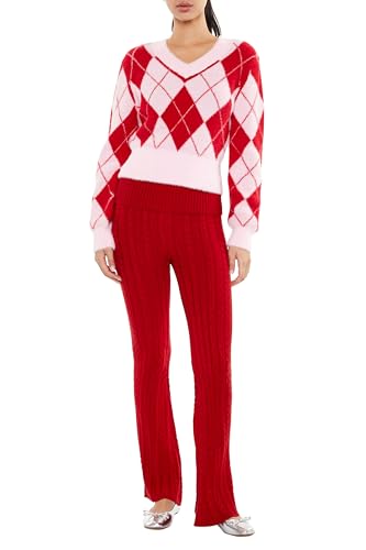 Forever 21 Women's Argyle Fuzzy Knit Sweater2