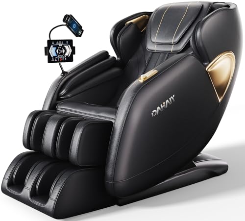 DAHAIY 4D Massage Chair Full Body, AI Voice Control, PU Leather Zero Gravity Heated Back Foot Hand Massage Recliner Chairs, Living Room Furniture,Office,Portable - Black