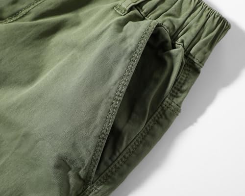 Image of Girls Cargo Pants Wide Leg Streetwear Cute with Pockets Joggers 4-12 Year Army Green