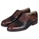 Lethato Handmade Mens Classic Captoe Oxford Genuine Leather Lace up Dress Shoes- Brown