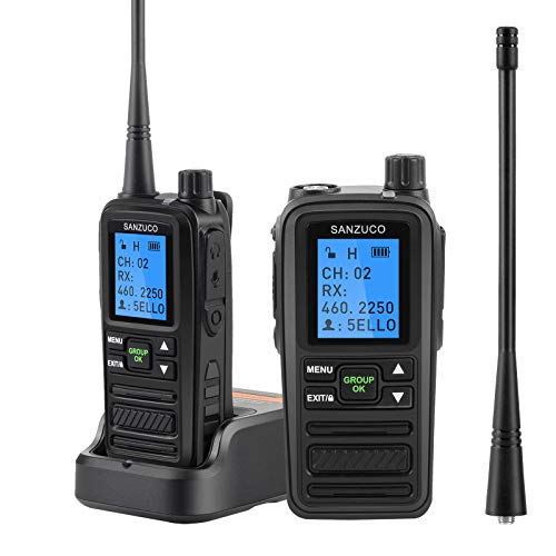 Walkie Talkie SANZUCO 5 Watts Two Way Radio Long Range Rechargeable, Portable Walkie Talkies for Adults 16 Channels with Earpiece,Two Way Radios 2000mAh Battery for Camping Fishing Hotel (Pack 2)