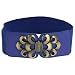 Lady Faux Leather Metal Interlock Buckle Elastic Waist Belt Cinch