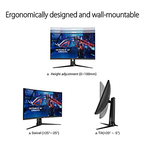 ROG Strix XG32VC Monitor Gaming Curvo – 31.5" WQHD (2560 x 1440), 170Hz* , 1ms MPRT, Extreme Low Motion Blur Sync, 125% sRGB, FreeSync Premium Pro, DisplayHDR™ 400, USB Type-C, KVM support - Monitor - Immagine 4