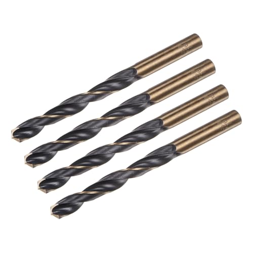 Image of sourcing map 4pcs Jobber Drill Bits 9.5mm (0.374") Black Nitride & Gold Titanium Coated M2 High Speed Steel (HSS) Twist Drill Bits for Stainless Steel Aluminum Alloy Metal