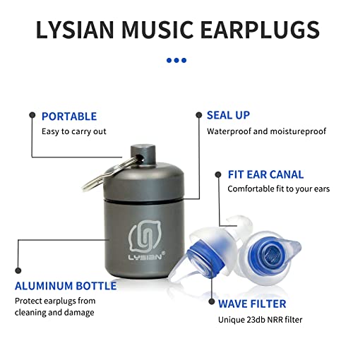 Image of LYSIAN High Fidelity Concert Ear Plugs for Music- 2 Pairs Reusable Musicians Earplugs for Noise Cancelling, Concert Festivals, Drummers, DJS, Raves, Games -23dB