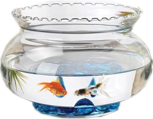 Farigrut素材透明ラウンド水槽大容量金魚鉢室内装飾多目的容器水耕栽培や観葉植物、猫用、ガラス花瓶交換テーブルタイプ