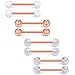 Ruifan 14G 9/16Inch Crystal Ball Nipple Tongue Shield Ring Barbell Body Piercing Jewelry Retainer 8PCS - Rose Gold