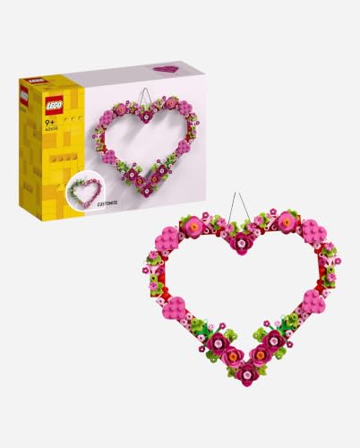 LEGO Décoration en Forme de Cœur - Jouet - Kit d'Activité Manuelle pour Enfant - Maquette de Décoration avec Fleurs, Feuilles & Petits Cœurs - Cadeau d'anniversaire pour Fille ou Garçon 9 Ans 40638