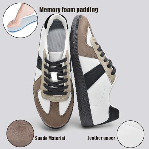 Mnplciea Sneakers for Women Classic Retro Gum Sole Fashion Sneaker Leather Casual Tennis Skate Shoes2