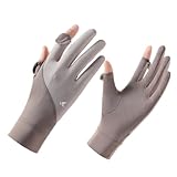 UV-Sonnenschutz-Handschuhe für Damen, Vollfinger, Eisseide, Touchscreen, rutschfeste Fahrhandschuhe für Reisen, Golfen, Laufen (braun, Einheitsgröße)