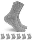 Pembrook Non Skid / Slip Socks – (6-Pack – Gray) – Hospital - Fuzzy Slipper Socks – Great for adults, men, women. Designed for medical hospital patients but great for everyone