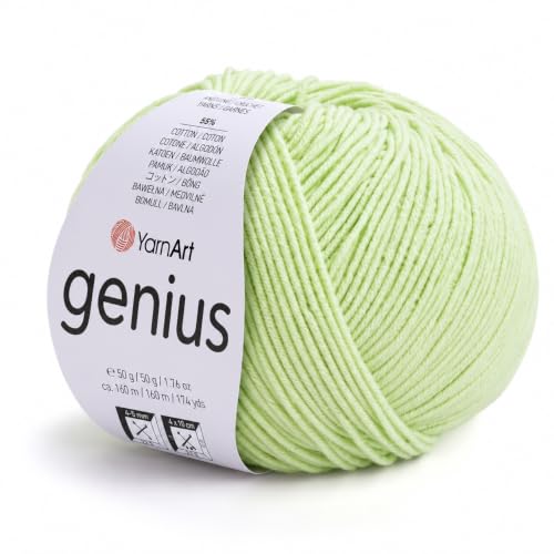 YarnArt Genius Soft Cotton Blend Yarn, 1 Pack (1.76 oz / 174 Yds)