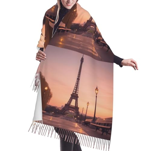 Tower Paris print Ladies long shawl scarf Warm Scarf Autumn and Winter Tassel Scarf