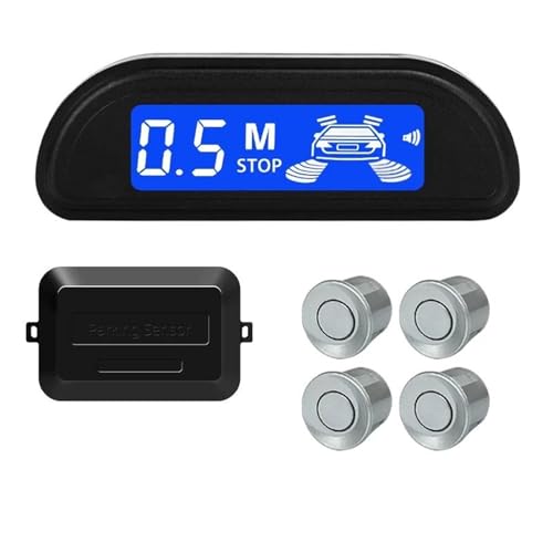Kit de sensores de aparcamiento para coche con monitor de marcha atrás Parktronic automático de 22 mm, 4 sensores, detector de radar, pantalla de retroiluminación, sensor de aparcamiento (blanco