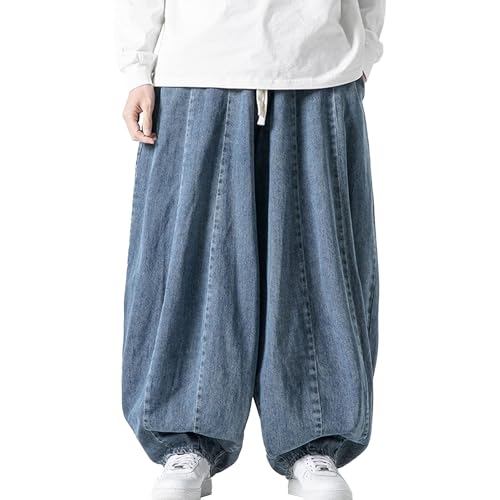 Maiyifu-GJ Men's Wide Leg Big Tall Jeans Straight Leg Fashion Denim Pants Relaxed Fit Hip Hop Casual Jean Trousers (Black,3X-Large)