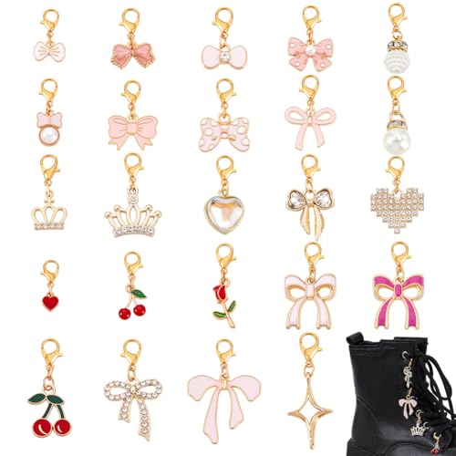Breloques en forme de nœud pour chaussures pendentifs cœur et perles pour customisation